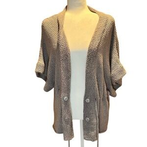 Crochet Knit Cardigan‎ Women's L Duster Open Front Knitwear Cover Up (F-174)
